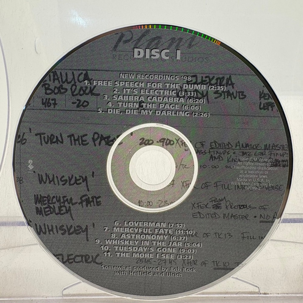 Metallica Garage Inc Disc 1 CD Replacement 1998 Elektra 62299-2 Free Speech